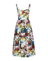 Corset dress with nocturnal flower print - | Dolce & Gabbana