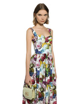 Corset dress with nocturnal flower print - | Dolce & Gabbana