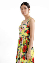 Short cotton sundress with gardenia print - | Dolce & Gabbana