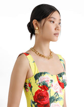 Short cotton sundress with gardenia print - | Dolce & Gabbana