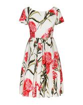 Carnation-print poplin midi dress - | Dolce & Gabbana