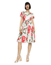 Carnation-print poplin midi dress - | Dolce & Gabbana