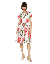 Carnation-print poplin midi dress - | Dolce & Gabbana