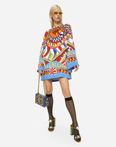 Short Carretto-print charmeuse dress - | Dolce & Gabbana