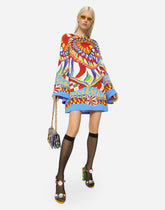 Short Carretto-print charmeuse dress - | Dolce & Gabbana