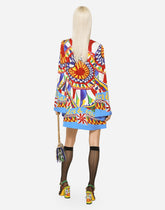 Short Carretto-print charmeuse dress - | Dolce & Gabbana