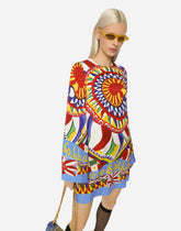 Short Carretto-print charmeuse dress - | Dolce & Gabbana