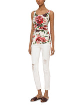 Dolce & Gabbana Silk Blouse With Peonies Print - | Dolce & Gabbana