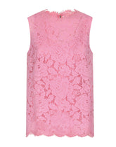 Branded stretch lace top - | Dolce & Gabbana