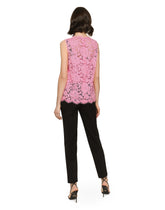 Branded stretch lace top - | Dolce & Gabbana