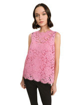 Branded stretch lace top - | Dolce & Gabbana