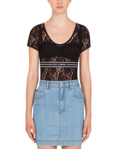 LACE TOP WITH BRANDED ELASTIC - | Dolce & Gabbana