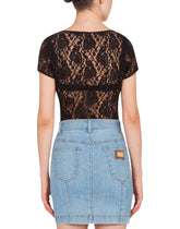 LACE TOP WITH BRANDED ELASTIC - | Dolce & Gabbana