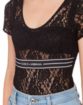 LACE TOP WITH BRANDED ELASTIC - | Dolce & Gabbana