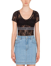 LACE TOP WITH BRANDED ELASTIC - | Dolce & Gabbana