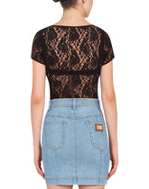 LACE TOP WITH BRANDED ELASTIC - | Dolce & Gabbana