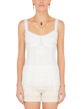 TULLE TANK TOP WITH EMBROIDERY - | Dolce & Gabbana