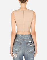 Sleeveless jersey top with corset details - | Dolce & Gabbana