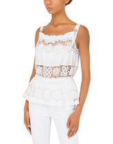 Poplin top with openwork embroidery - | Dolce & Gabbana