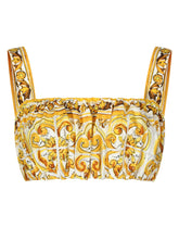 Strappy poplin top with majolica print - | Dolce & Gabbana