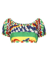 Carretto-print poplin crop top - | Dolce & Gabbana