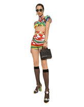 Carretto-print poplin crop top - | Dolce & Gabbana