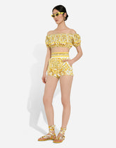 Majolica-print poplin crop top - | Dolce & Gabbana