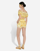 Majolica-print poplin crop top - | Dolce & Gabbana