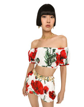 Poppy-print poplin top - | Dolce & Gabbana
