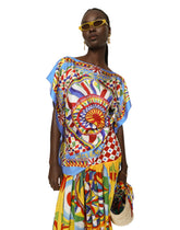 Carretto-print scarf-panel twill blouse - | Dolce & Gabbana