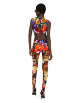 Brocade crop top with abstract flower print - | Dolce & Gabbana