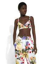 Cotton bralette with garden print - | Dolce & Gabbana