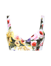 Cotton bralette with garden print - | Dolce & Gabbana