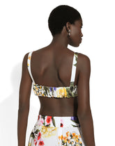 Cotton bralette with garden print - | Dolce & Gabbana