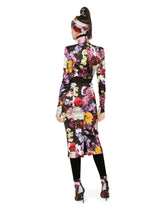 Satin turtleneck top with hydrangea and floral print - | Dolce & Gabbana