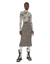 Tulle turtleneck bodysuit with graffiti logo print - | Dolce & Gabbana