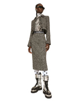 Tulle turtleneck bodysuit with graffiti logo print - | Dolce & Gabbana