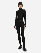 Jersey turtle-neck bodysuit with DG logo - | Dolce & Gabbana
