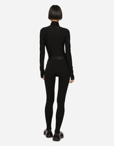 Jersey turtle-neck bodysuit with DG logo - | Dolce & Gabbana