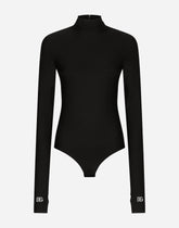 Jersey turtle-neck bodysuit with DG logo - | Dolce & Gabbana