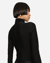 Jersey turtle-neck bodysuit with DG logo - | Dolce & Gabbana