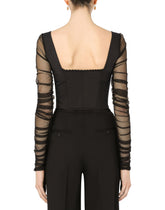 Corset bustier with tulle sleeves - | Dolce & Gabbana