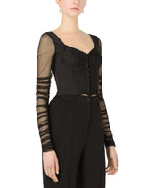 Corset bustier with tulle sleeves - | Dolce & Gabbana