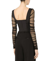 Corset bustier with tulle sleeves - | Dolce & Gabbana