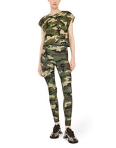Camouflage jersey top with branded elastic - | Dolce & Gabbana