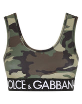 Camouflage jersey top with branded elastic - | Dolce & Gabbana