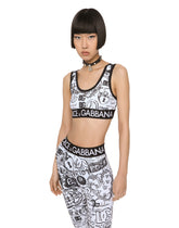 Jersey top with graffiti logo print - | Dolce & Gabbana