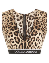 Leopard-print charmeuse top with branded elastic - | Dolce & Gabbana