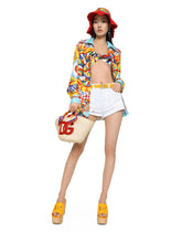 Carretto-print poplin top with knot detail - | Dolce & Gabbana