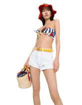 Carretto-print poplin top with knot detail - | Dolce & Gabbana
